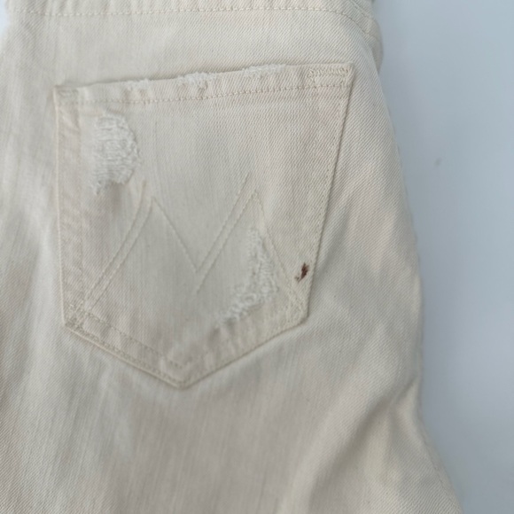 Mother The Flirt Chew White Distressed High Waisted Cutoff Straight Leg Jeans - Picture 4 of 6